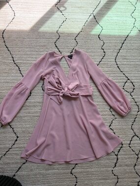 free press Blush Pink Tie-Front Long Sleeve Dress